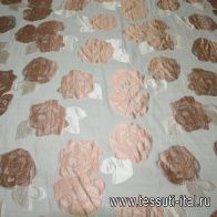 Органза деворе (н) персиковый цветочный орнамент на айвори ш-160см - итальянские ткани Тессутидея арт. 03-3109