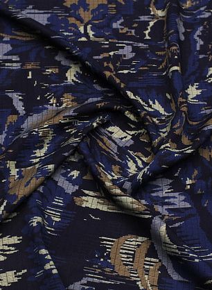 Плательная вискоза (н) растительная абстракция на темно-синем - в интернет-магазине тканей Тессутидея арт. 04-1751