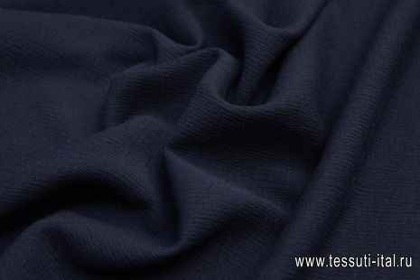 Плательная стрейч фактурная дабл (о) темно-синяя - итальянские ткани Тессутидея арт. 17-0923