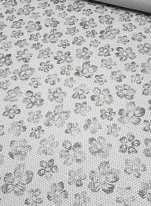 Жаккард с люрексом (н) серый цветочный орнамент на бело-серебрянной клетке - в интернет-магазине тканей Тессутидея арт. 03-4151