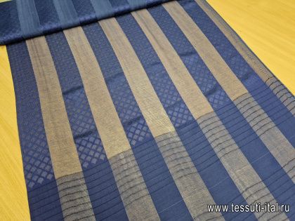 Пашмина купон (1,85м) (о) синие стилизованные полоски - итальянские ткани Тессутидея арт. 17-1003
