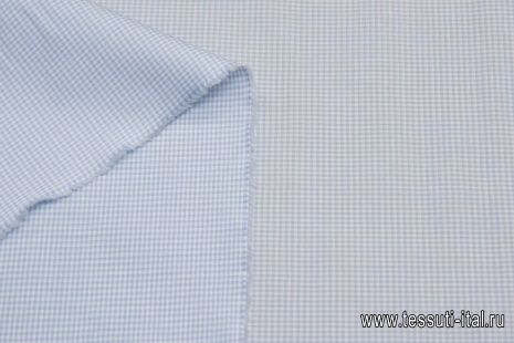 Сорочечная (н) бело-голубая мелкая клетка - итальянские ткани Тессутидея арт. 01-6136