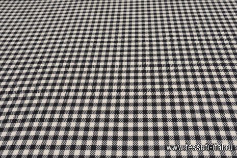 Костюмная продублированная (н) черно-белая стилизованная клетка - итальянские ткани Тессутидея арт. 05-4414