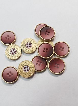 Пуговица комбинированная 4 прокола d-15мм розово-золотая - в интернет-магазине тканей Тессутидея арт. F-5367