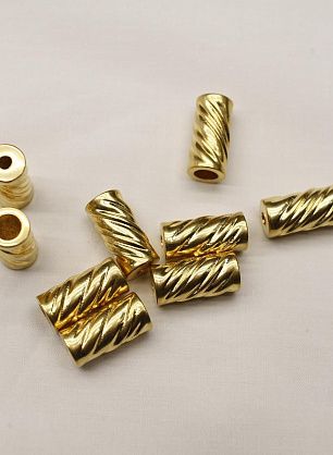 Наконечник для шнура металл золото фактурный - итальянские ткани Тессутидея F-6925