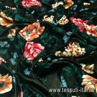 Бархат (н) цветочный орнамент с напылением на черном - итальянские ткани Тессутидея арт. 03-4975