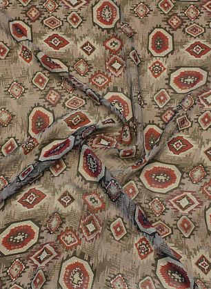 Шифон (н) черно-бордовый геометрический орнамент и надписи на сером - в интернет-магазине тканей Тессутидея арт. 10-4203