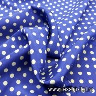 Крепдешин (н) голубой горох на ярко-синем - итальянские ткани Тессутидея арт. 02-8339