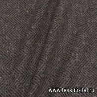 Трикотаж кашемир двухслойный (н) черно-коричневая елочка/кирпичный Loro Piana - итальянские ткани Тессутидея арт. 15-1034