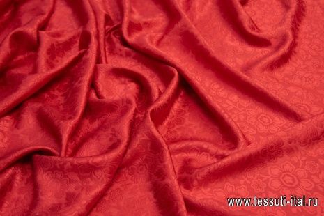 Шелк жаккард (о) красный - итальянские ткани Тессутидея арт. 10-1059
