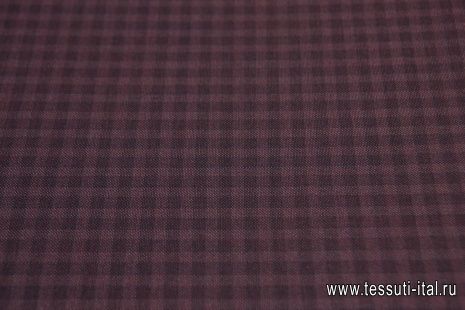 Костюмная (н) бордово-черная меланжевая клетка - итальянские ткани Тессутидея арт. 05-3807