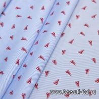 Сорочечная (н) красные кеды на мелкой бело-голубой полоске - итальянские ткани Тессутидея арт. 01-5681