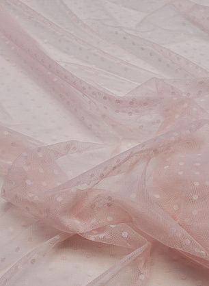 Плательная сетка в горох (о) светло-розовая - в интернет-магазине тканей Тессутидея арт. 03-5397