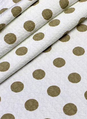 Жаккард (н) бежевый горох на белом - в интернет-магазине тканей Тессутидея арт. 01-4895