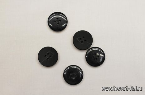 Пуговица пластик 4 прокола d-23мм черная с серой полоской - итальянские ткани Тессутидея арт. F-6788