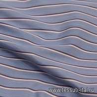 Сорочечная (н) сине-бело-коричневая полоска  - итальянские ткани Тессутидея арт. 01-6359