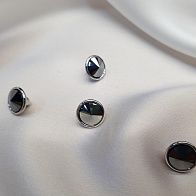 Пуговица металл серебро на ножке со серым стразом Swarovski d-10мм  - итальянские ткани Тессутидея арт. F-3896