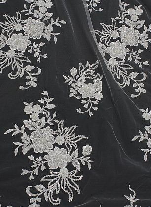 Кружевное полотно расшитое жемчугом, стеклярусом и пайетками (о) айвори - в интернет-магазине тканей Тессутидея арт. 03-6950