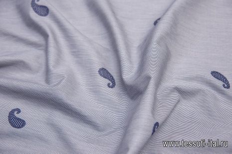 Сорочечная (н) пейсли на сине-белой мелкой полоске - итальянские ткани Тессутидея арт. 01-6219