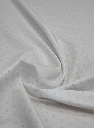 Сорочечная стрейч (н) горчичные колечки на белом ш-150см - в интернет-магазине тканей Тессутидея арт. 01-3385