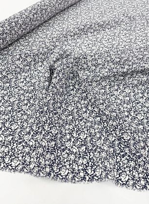 Крепдешин 70 г/м (н) белый рисунок на темно-синем - в интернет-магазине тканей Тессутидея арт. 10-4789