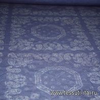 Лен платочный купон (0,3м*0,3м) (н) пейсли на темно-синем ш-160см - итальянские ткани Тессутидея арт. 16-0332