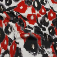 Хлопок стрейч (н) красно-черная абстракция на белом - итальянские ткани Тессутидея арт. 01-7416