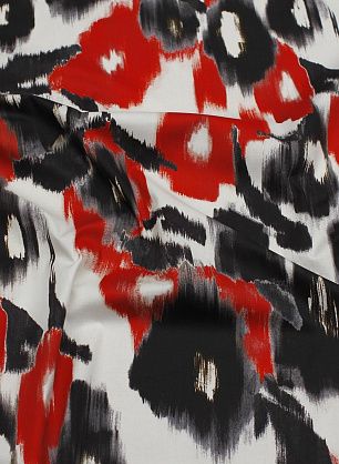 Хлопок стрейч (н) красно-черная абстракция на белом - в интернет-магазине тканей Тессутидея арт. 01-7416