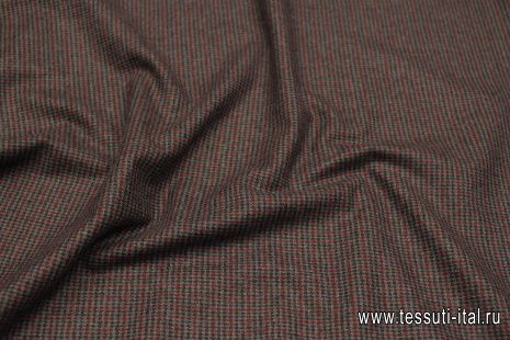 Костюмная 320 г/м (н) черно-бордово-серая стилизованная клетка - итальянские ткани Тессутидея арт. 05-4462
