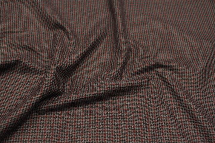 Костюмная 320 г/м (н) черно-бордово-серая стилизованная клетка - итальянские ткани Тессутидея арт. 05-4462