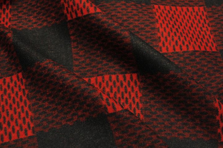 Пальтовая двухслойная (н) красно-серая клетка - итальянские ткани Тессутидея арт. 09-2124