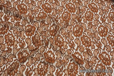 Кружевное полотно (н) коричнево-черное - итальянские ткани Тессутидея арт. 03-6921
