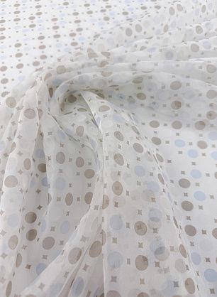 Маркизет (н) бело-бежево-голубой горох и ромбы на белом - в интернет-магазине тканей Тессутидея арт. 10-4743