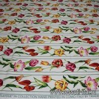 Хлопок (н) тюльпаны на белом ш-150см - итальянские ткани Тессутидея арт. 01-3152