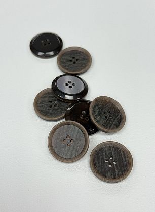Пуговица пластик 4 прокола d-28мм коричневая меланж - итальянские ткани Тессутидея F-7114