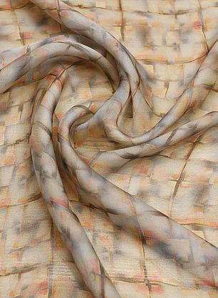 Шифон (н) серо-розовая стилизованная клетка - в интернет-магазине тканей Тессутидея арт. 10-3596