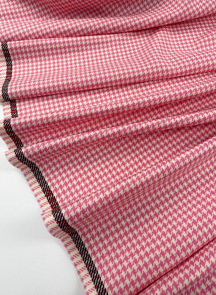 Костюмная шерсть (н) бело-розовая гусиная лапка - в интернет-магазине тканей Тессутидея арт. 05-5365