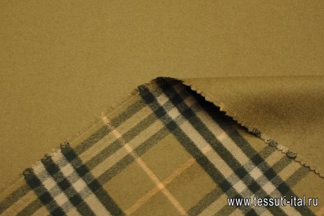 Пальтовая дабл шерсть двухслойная (н) клетка на кэмел - итальянские ткани Тессутидея арт. 09-2135