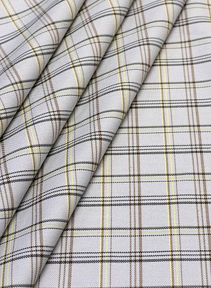 Хлопок костюмный (н) серо-желто-бежево-коричневая клетка - в интернет-магазине тканей Тессутидея арт. 01-5315