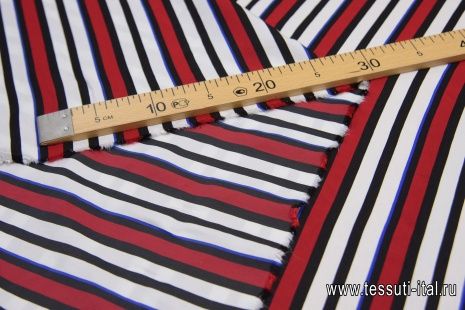 Сорочечная (н) сине-бело-красно-черная поперечная полоска - итальянские ткани Тессутидея арт. 01-5901