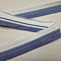 Корсажная лента джинсовая/белая с черным кантом - итальянские ткани Тессутидея арт. F-6223