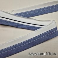 Корсажная лента джинсовая/белая с черным кантом - итальянские ткани Тессутидея арт. F-6223