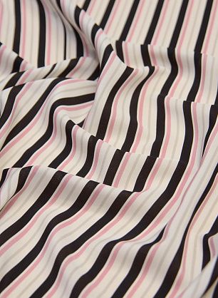 Крепдешин (н) черно-серо-розовая поперечная полоска на белом - в интернет-магазине тканей Тессутидея арт. 10-1644