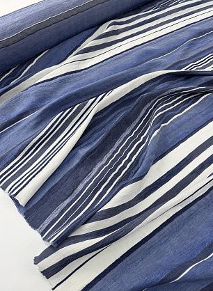 Жаккард вискоза+шелк (н) сине-белая стилизованная полоска - в интернет-магазине тканей Тессутидея арт. 04-1853