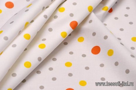 Сорочечная стрейч (н) цветной горох на белом - итальянские ткани Тессутидея арт. 01-4821