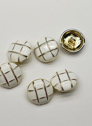 Пуговица металл золото на ножке d-18мм бело-золотая - в интернет-магазине тканей Тессутидея арт. F-7023