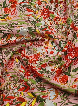 Плательная вискоза (н) цветочный рисунок на розовом - в интернет-магазине тканей Тессутидея арт. 04-1754