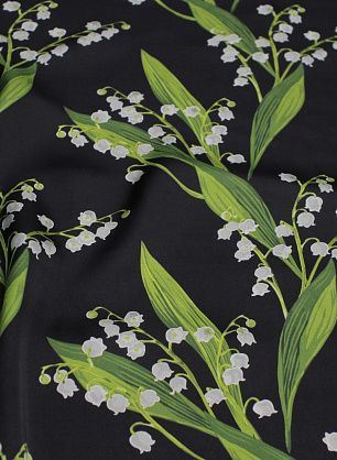 Плательная вискоза (н) ландыши на черном - в интернет-магазине тканей Тессутидея арт. 04-1577