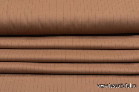 Костюмная фланель (н) коричнево-серая полоска - итальянские ткани Тессутидея арт. 05-4320