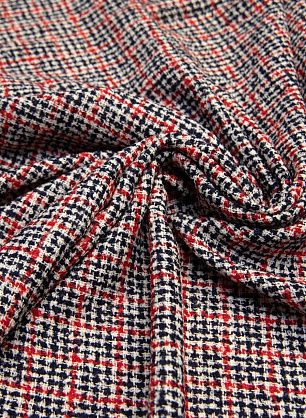 Костюмная букле (н) красно-сине-белая клетка - в интернет-магазине тканей Тессутидея арт. 05-3459
